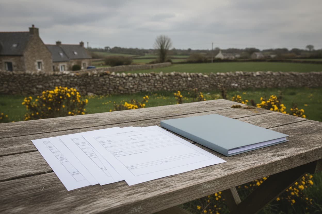 Dossier de déclaration de forage posé sur une table