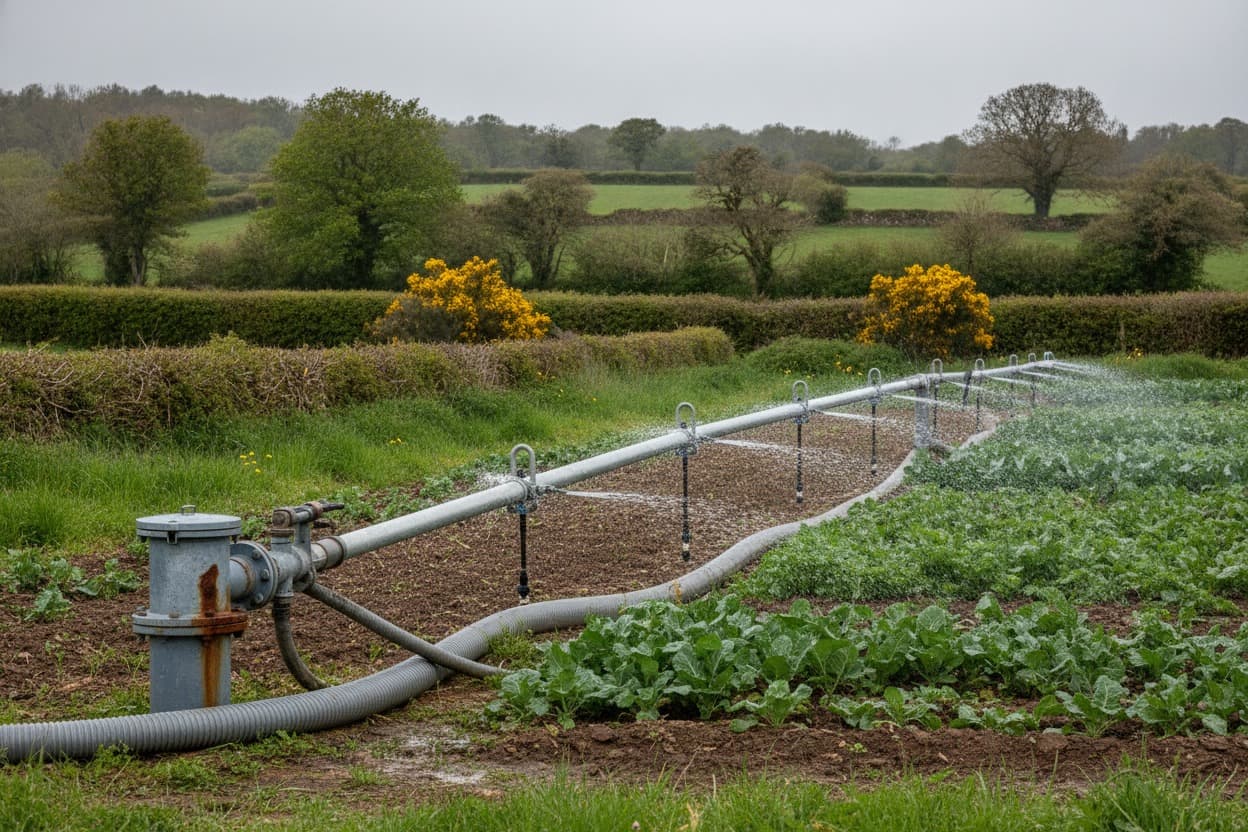 Irrigation agricole alimentée par forage en Bretagne